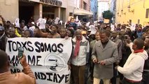 Manifestación en protesta por el senegalés muerto la semana pasada en Madrid