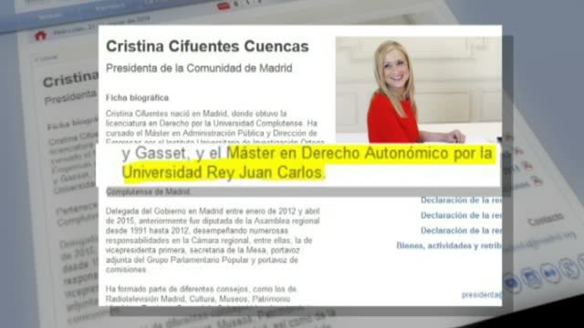 El título de máster de Cristina Cifuentes bajo sospecha