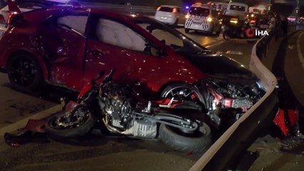 Otomobil iki motosiklete çarptı:1 ölü 2 yaralı