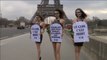 Activistas animalista protestan contra la utilización de pieles de animales en la industria de la moda en París