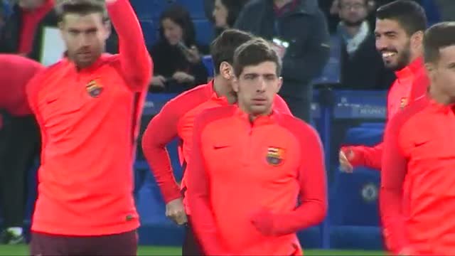 El FC Barcelona se ejercita en Stamford Bridge para preparar el partido frente al Chelsea