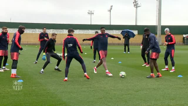 Sesión de recuperación del Barça tras el empate a cero de ayer contra el Getafe