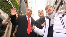 Los dobles de Donald Trump y Kim Yong Un pasean por las calles de Seúl