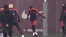 Gerard Piqué, protagonista en el entrenamiento del FC Barcelona
