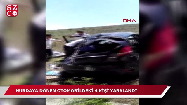 Bariyere çarpan otomobil, 25 metreden araziye uçtu 4 yaralı