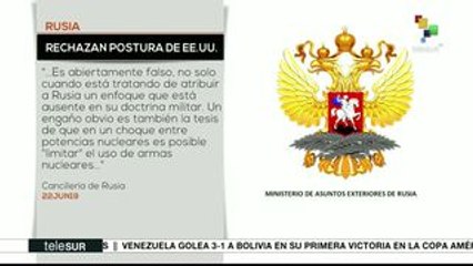 Cancillería Rusia desmiente a EE.UU. en tema de guerra nuclear