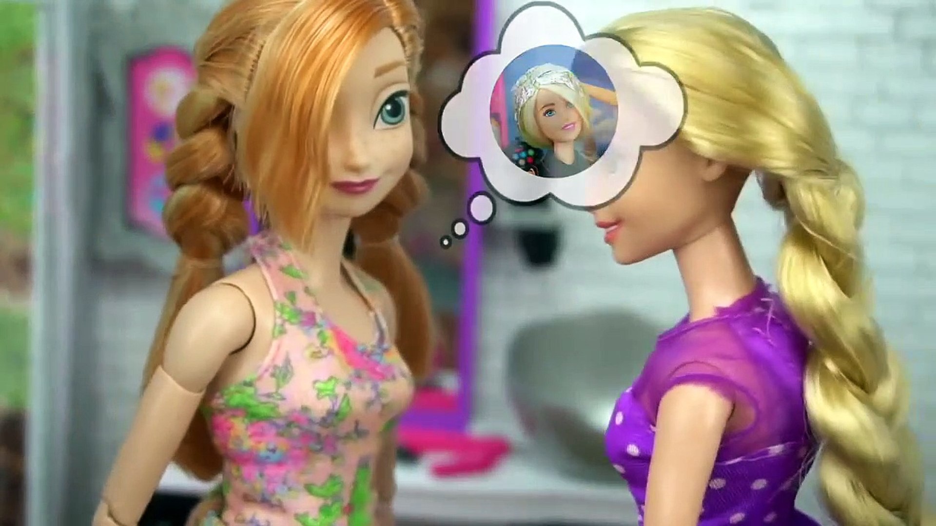 Rapunzel Barbie Beauty Salon Makeover Hair Style on Frozen Anna & Disney  Princess Dolls - video Dailymotion