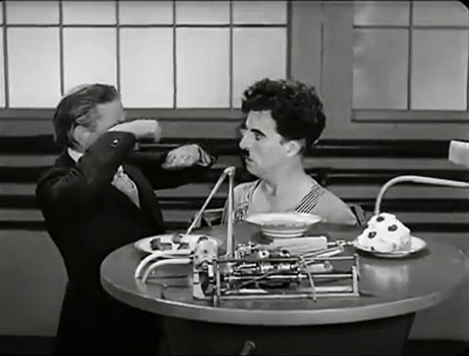 Charlie Chaplin feeding machine hilarious funny scene