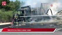 TEM Otoyolu’nda 3 araç yandı: Yol ulaşıma kapatıldı