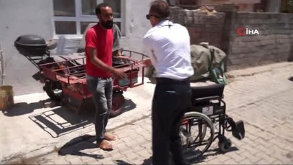 Kangren olan bacağı kesilmişti, tekerlekli sandalyeye kavuştu