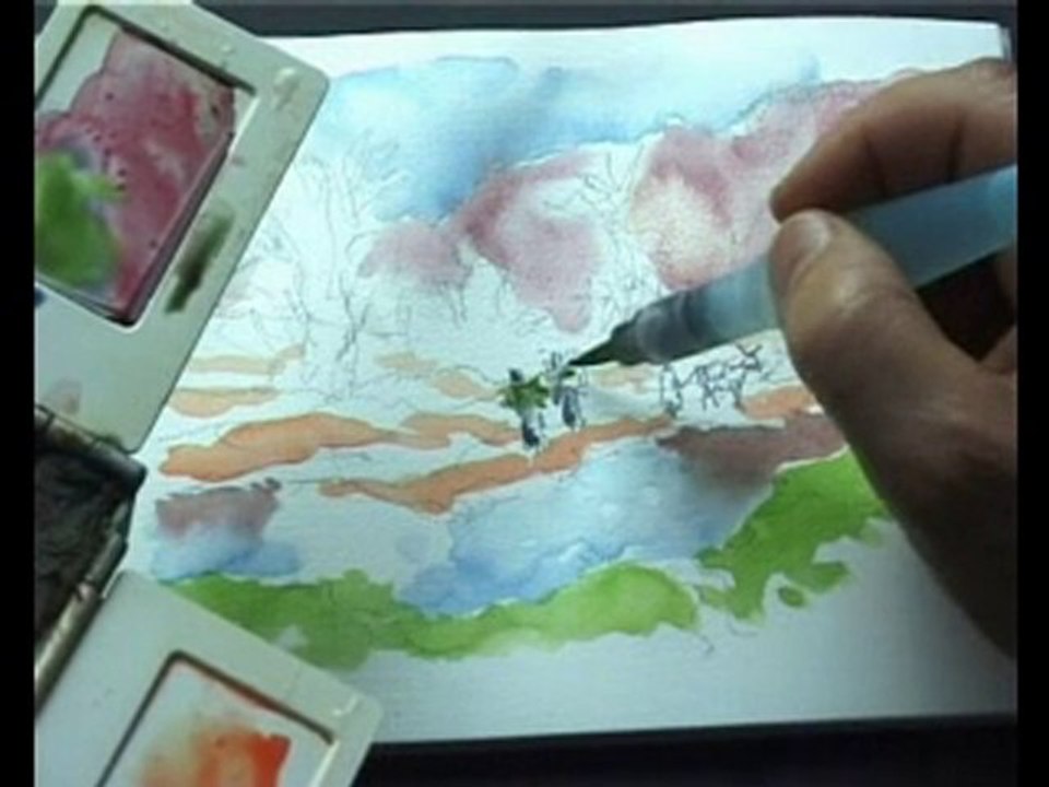 Leçon d'aquarelle  à l'Oasis de Finnt.avi