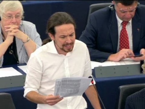 Pablo Iglesias alerta sobre el secuestro de la democracia en su discurso en el Parlamento europeo