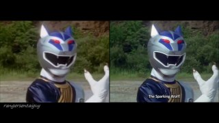 Power Rangers Wild Force Silver Wolf Ranger First Appearance Split Screen (PR and Sentai version)