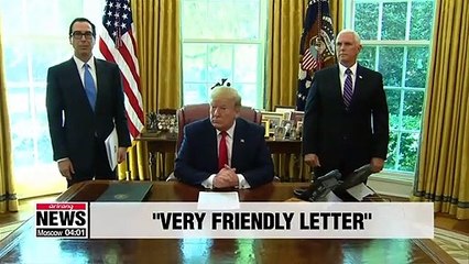 Trump says he sent "very friendly" letter to N. Korean leader Kim Jong-un
