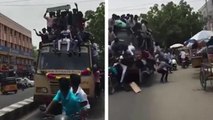 Des étudiants tombent du toit d'un bus après un freinage d'urgence