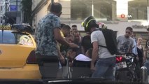 Taksim'de taksicinin ihmali engelli adamı yaralıyordu