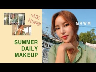 [JPN SUB] GRWM 겟레디윗미! 뽀송뽀송 여름 데일리메이크업하고 핫플 놀러가요!  / [ 브이로그 Vlog] 이태원 루프탑 카페 