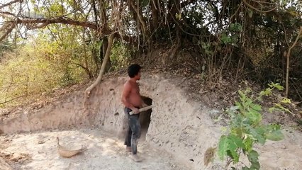 Dig Hole to Build Amazing Underground Bamboo house