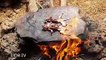 Primitive Times - Find and Cook Animal Meat On a Rock - Primitive Cooking Food