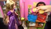 Rapunzel Doll Shopping in Disney Moana Grocery Market Morning Routine