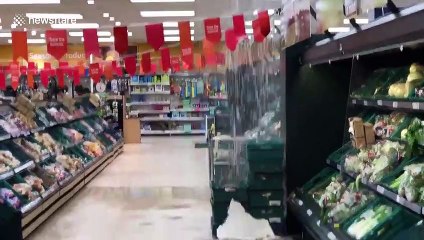 Severe rainfall sees water pour through the ceiling at Tesco in Scotland