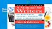 About For Books  A Manual for Writers of Research Papers, Theses, and Dissertations, Ninth