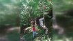 Arkadaşının tırmandığı ağaçtan düşerek yaralanmasını saniye saniye kaydetti
