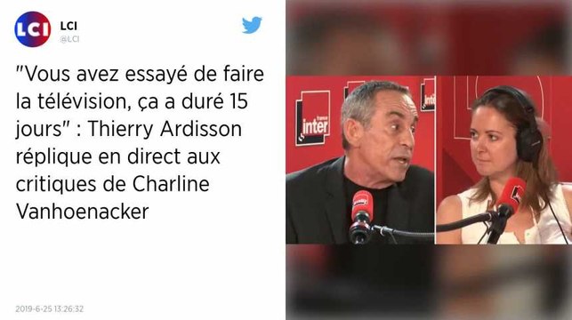 Thierry Ardisson répond à Charline Vanhoenacker : « Je vous ai connue beaucoup plus drôle »