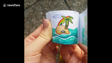 Cheetah running from island hand drawn flipbook