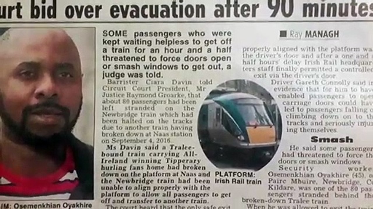 AFRICAN sues Irish Rail for 60k for fall