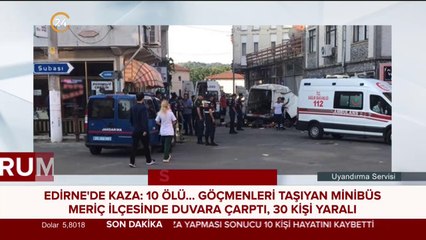 Göçmenleri taşıyan minibüs duvara çarptı