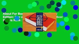 About For Books The Sales Bible, New Edition: The Ultimate Sales Resource Best Sellers Rank : #4