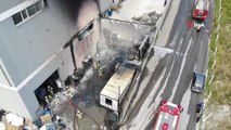 - Hadımköy'deki fabrika yangını havadan görüntülendi