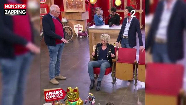 Affaire conclue : Sophie Davant fait une drôle de chute sur le plateau et se fait mal (vidéo)