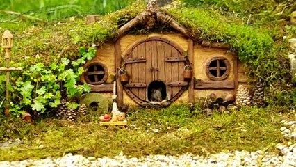 George the Mouse in a Log pile House -  garden wild mouse village  . ii