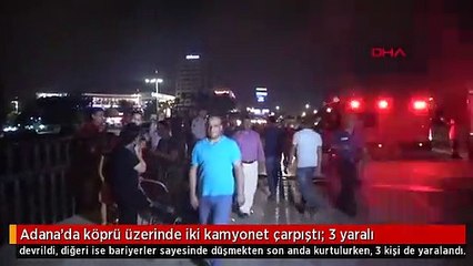 Adana'da köprü üzerinde iki kamyonet çarpıştı: 3 yaralı