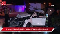 Poliste kaçarken yayların arasına daldı