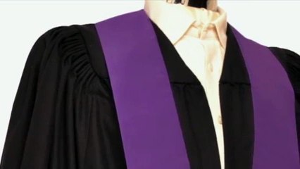 LUXURY FULLY FLUTED GOWN BLACK WITH MATT PURPLE STOLE