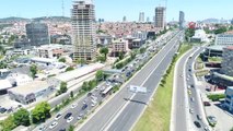 Avrasya Tüneli'nde oluşan trafik yoğunluğu havadan görüntülendi