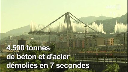 Pont de Gênes: les dernières grandes piles détruites à l'explosif