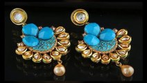 Traditional Kundan Earrings - Antique Earrings - Jhumka Earrings - Anuradha Art Jewellery