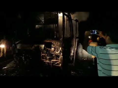 WATCH | Kadapa-Vijayawada private bus up in flames due to short circuit; no casualties