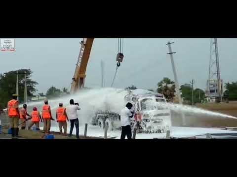 Oil spills as tanker skids off road and overturns in Andhra Pradesh