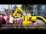 GAIL pipeline damaged near Garudacharyapalya bus stop, Bangalore