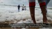 Polluted waters foam Besant Nagar and Thiruvanmiyur beaches