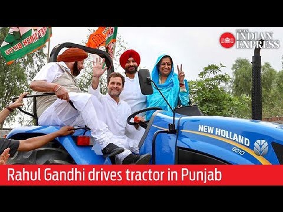 Congress President Rahul Gandhi drives tractor in Punjab