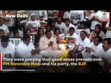 'Give Modiji good sense', Youth Congress workers pray at a havan in Delhi