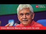 Phase 7: Union Minister Manoj Sinha casts his vote