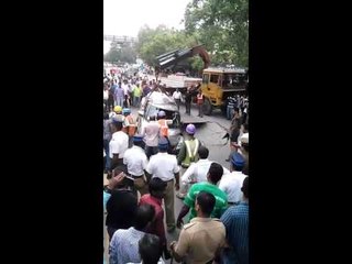 Road above Metro tunnel in Chennai caves in