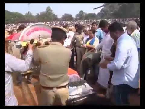 Watch: Sumalatha son Abhishek pays tribute to mortal remains of Ambareesh at Mandya
